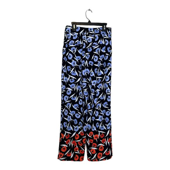 Ann Taylor black blue red floral side zipper pants size 00P - Picture 6 of 9